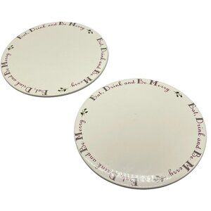 Home Christmas holiday holly trivet plate flat merry white hot plate 9" READ